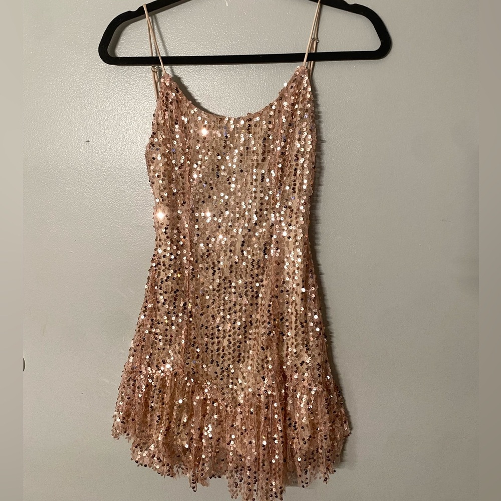 Rose gold shiny dress. Size small
